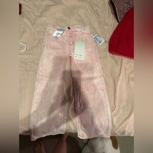 Girls Pink Tie-Dye Wide Leg Jeans